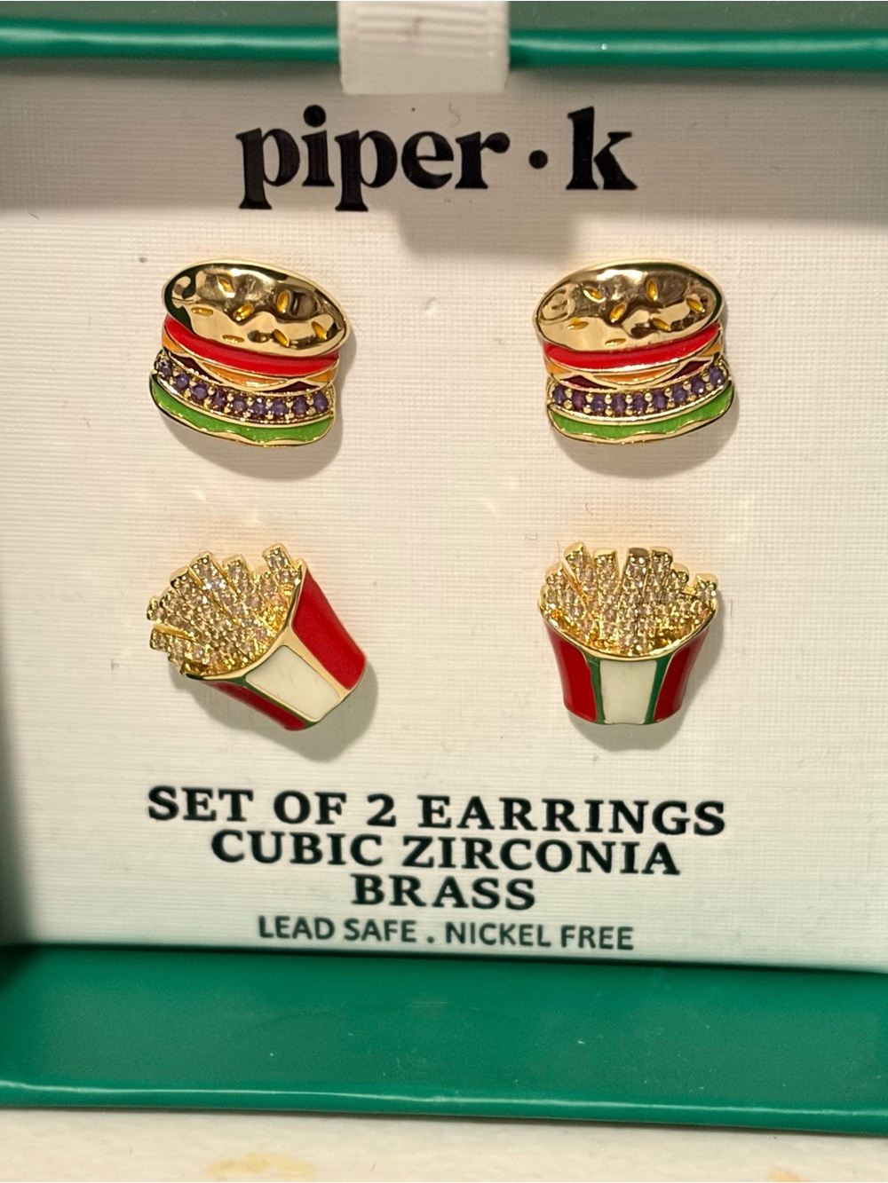 Piper K Burger & Fries Stud Earrings